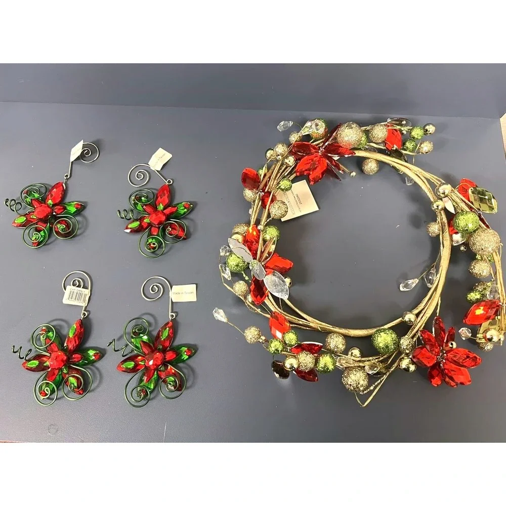 5 Pc Acrylic Christmas Flower Candle Ring Wreaths Mission Gallery‎ New 2012